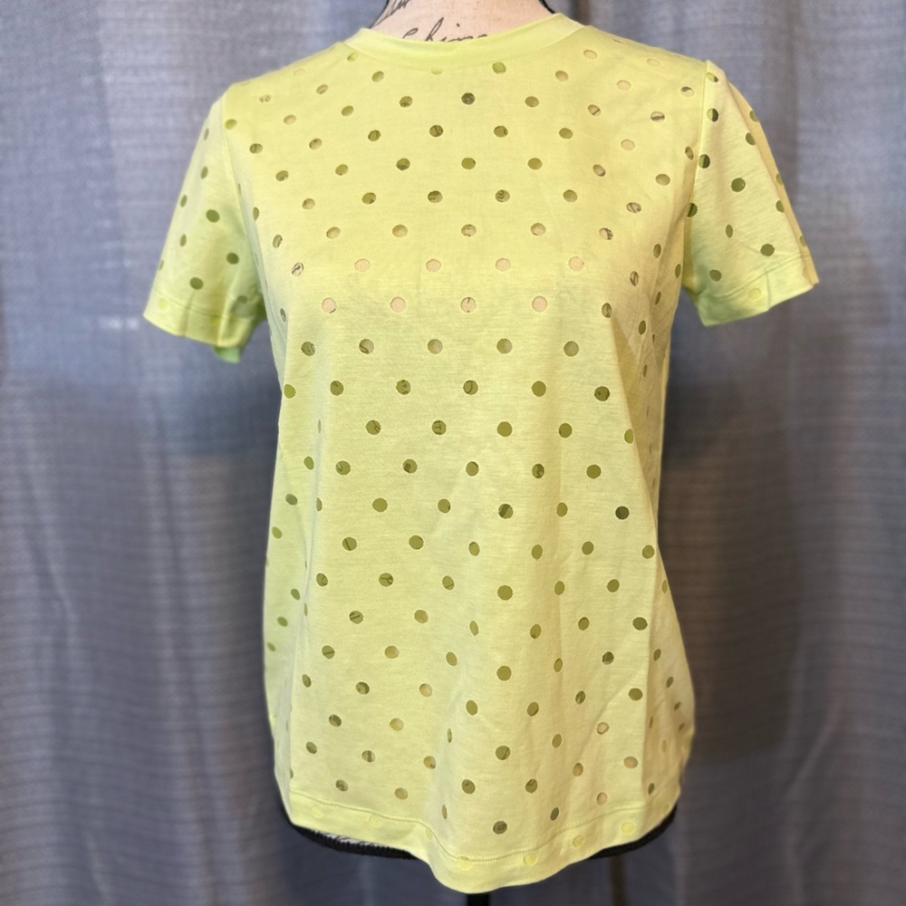 Scotch & Soda Size Small T-Shirt Eyelet Holes In Neon Lime Short Sleeve